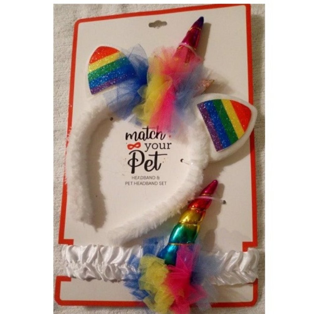 Match Your Pet Headband & Pet Headband    Colorful Rainbow Unicorn